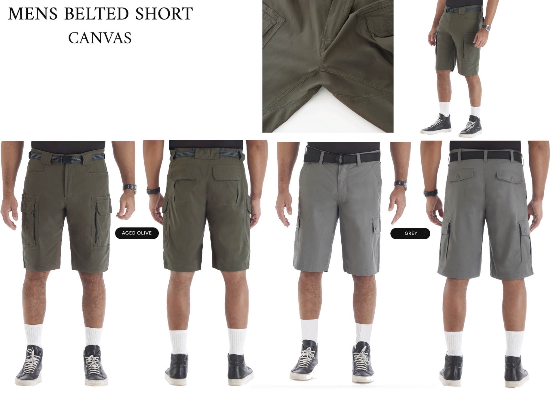 Belted Canvas Cargo Short
