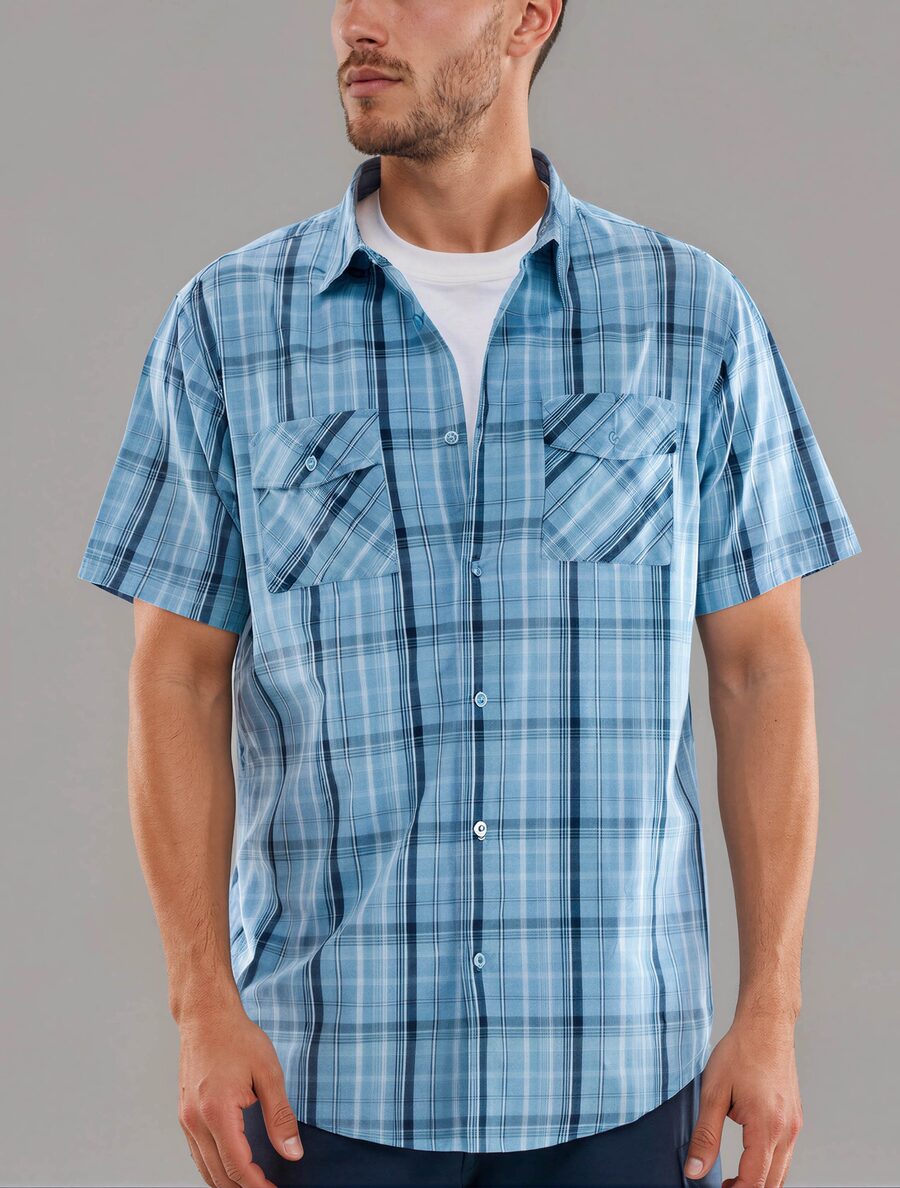 Summit Plaid SS — Coastal Blue