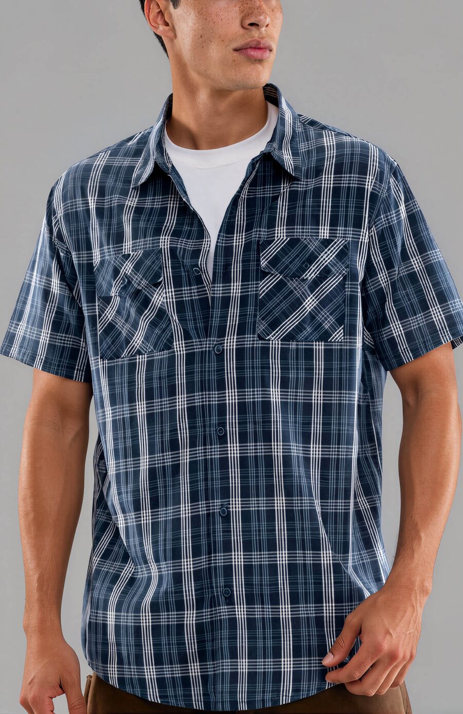 Summit Plaid SS — Navy